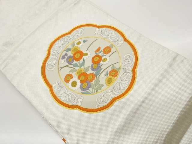 金駒刺繍華紋に菊模様名古屋帯